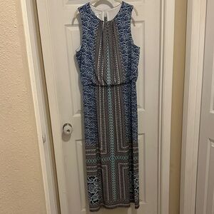 London Times Blue Print Maxi Dress
